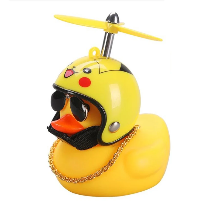 

Duck Toy Car Ornaments Yellow Duck with Propeller Helmet Car Dashboard Decor Squeaking Glowing Rubber Duck Toys for Adults Kids