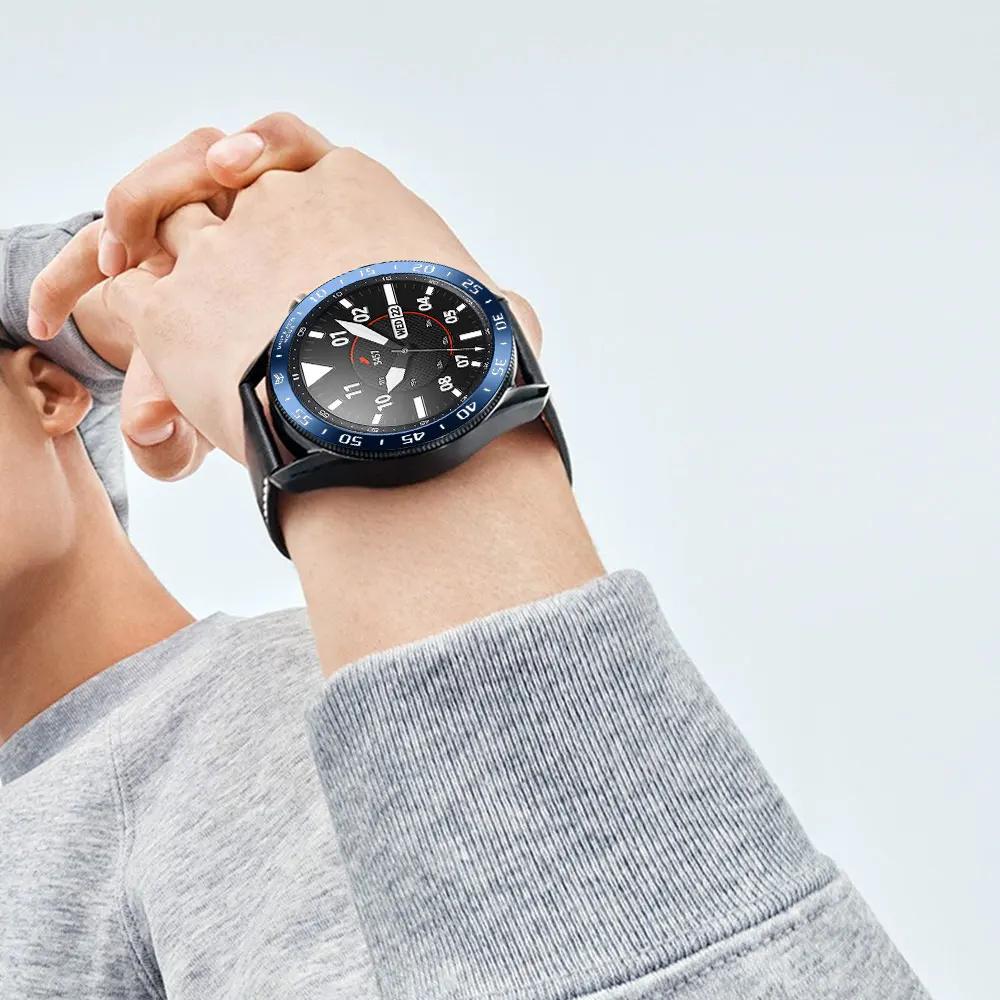 Фото Стальной ободок с кольцом, чехол для Samsung Galaxy Watch 3, 45 мм, 41 мм, ремешок, клейкий чехол, умные часы, металлический Стайлинг, аксессуары для часов №5