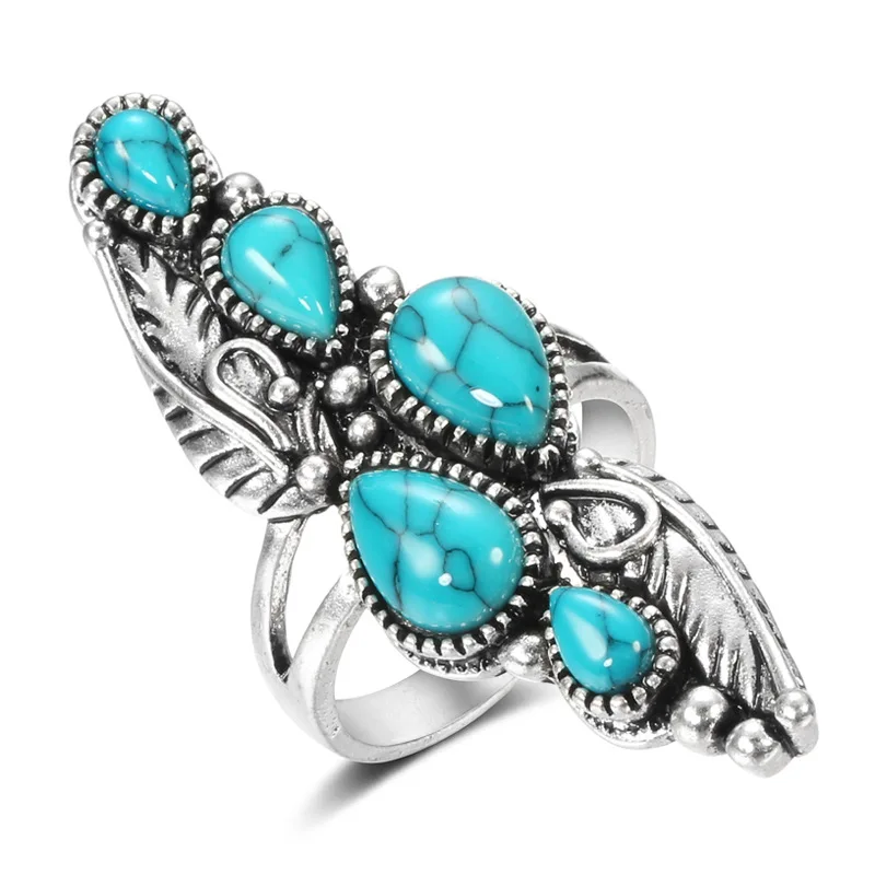 

Vintage Water Drop Ring Fashion Retro Unique Design Ring for Women Anniversary Party Jewelry Gift