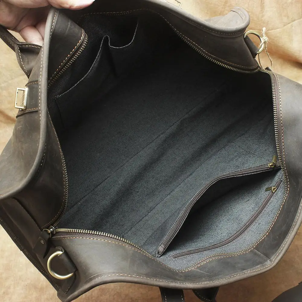 Модная Вместительная дорожная сумка для выходных вещевая из натуральной кожи