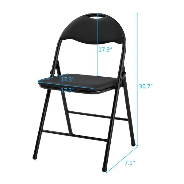 [[US-W]3024 4pcs Office Conference Chair Foldable Leather Curved Backrests Chair  Black Chair Structure is Strong and Durable