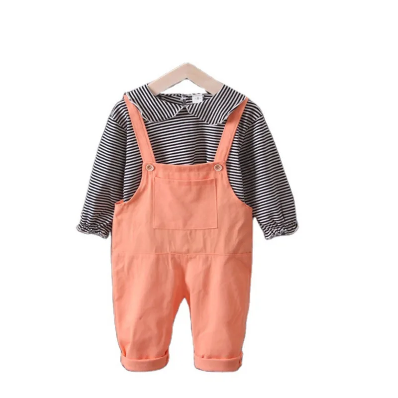 

New Spring Autumn Baby Clothes Suit Fashion Children Girls Casual T-Shirt Strap Pants 2Pcs set Kids Infant Cotton Sportswear