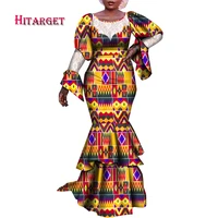 fashion african dresses for women elegant dashiki party women dress flare sleeve multi layered maxi long dress plus size wy9496