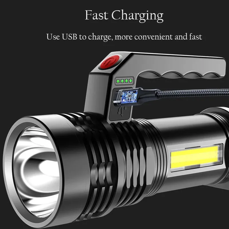 

Powerful LED Flashlight Portable LED P500 Torch USB Rechargeable Searchlight Strong Light Super Bright Outdoor High-power Light