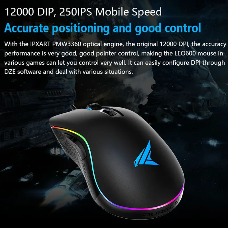 Оригинальная Проводная игровая мышь Durgod l 12000DIP светодиодный эргономичная