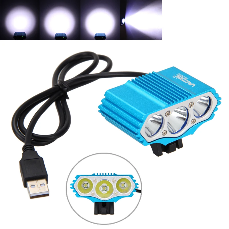 blue bike lighting USB велосипедный светильник на руль 15000лм 3x T6 светодиодный головной велосипедный передний светильник фонарь для велоспорта горная дорога вспышка светильник - Цвет: blue bike lighting