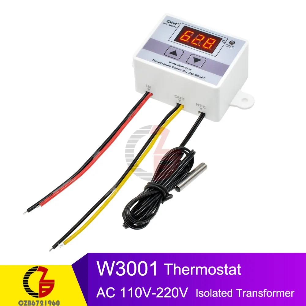 W3001 110V-220V Iso 12 В 24 в 110 В 220 В цифровой термостат регулятор температуры Регулятор терморегулятор инкубатор подпольный Датчик нагрева метр - Цвет: W3001 110V-220V Iso