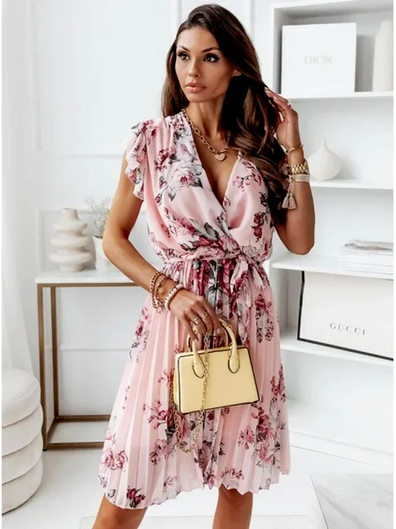 

Women Dress Floral Printed Long Maxi Dress Deep V-neck Summer Beach Evening Party Sundress Sleeveless Dresses Vestidos