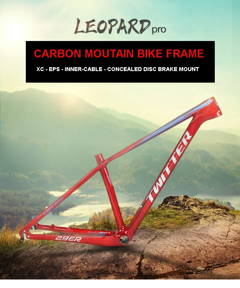 Twitter LEOPARDpro Mtb карбоновая рама 27,5 29er XC гоночный велосипед дисковый тормоз для горного велосипеда QR 5*135 мм через ось 12*142 мм