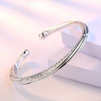 fashion twisted line silver color cuff bracelet for women personality open adjustable bracelet bangle for mom jewelry gifts