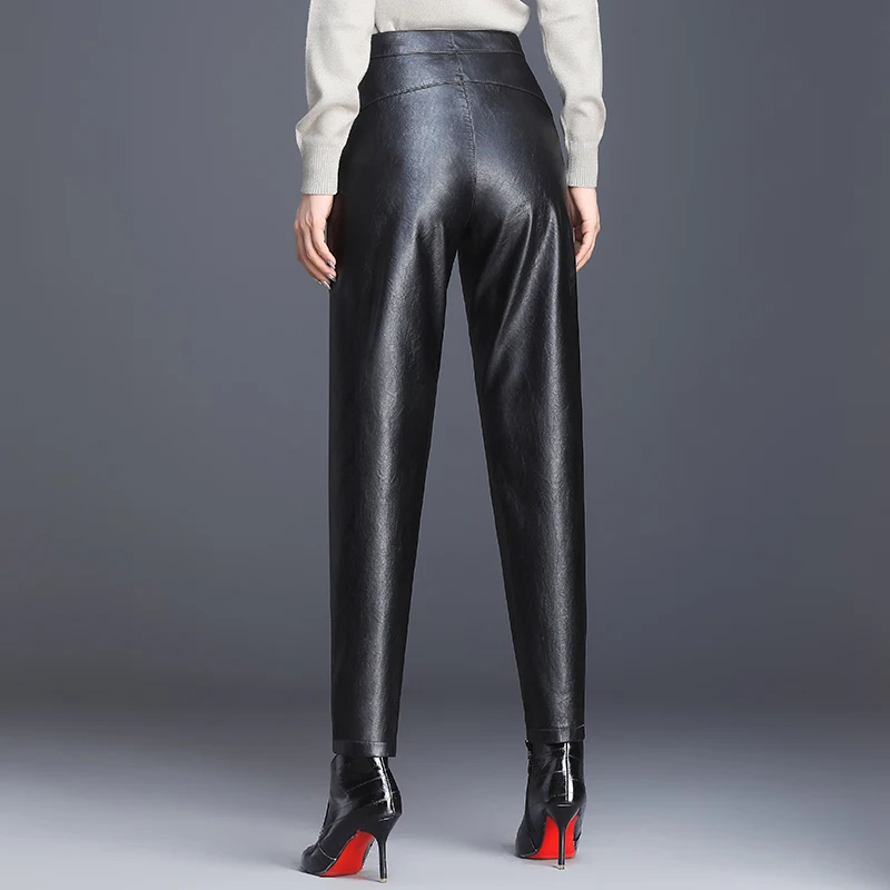 Кожаные Брюки женские осенние девять точек Корейские дикие брюки большого