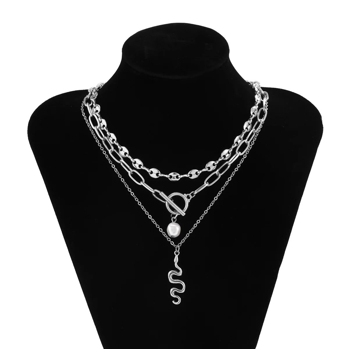 Минималистичное ожерелье в виде змеи для женщин двойное многослойное
