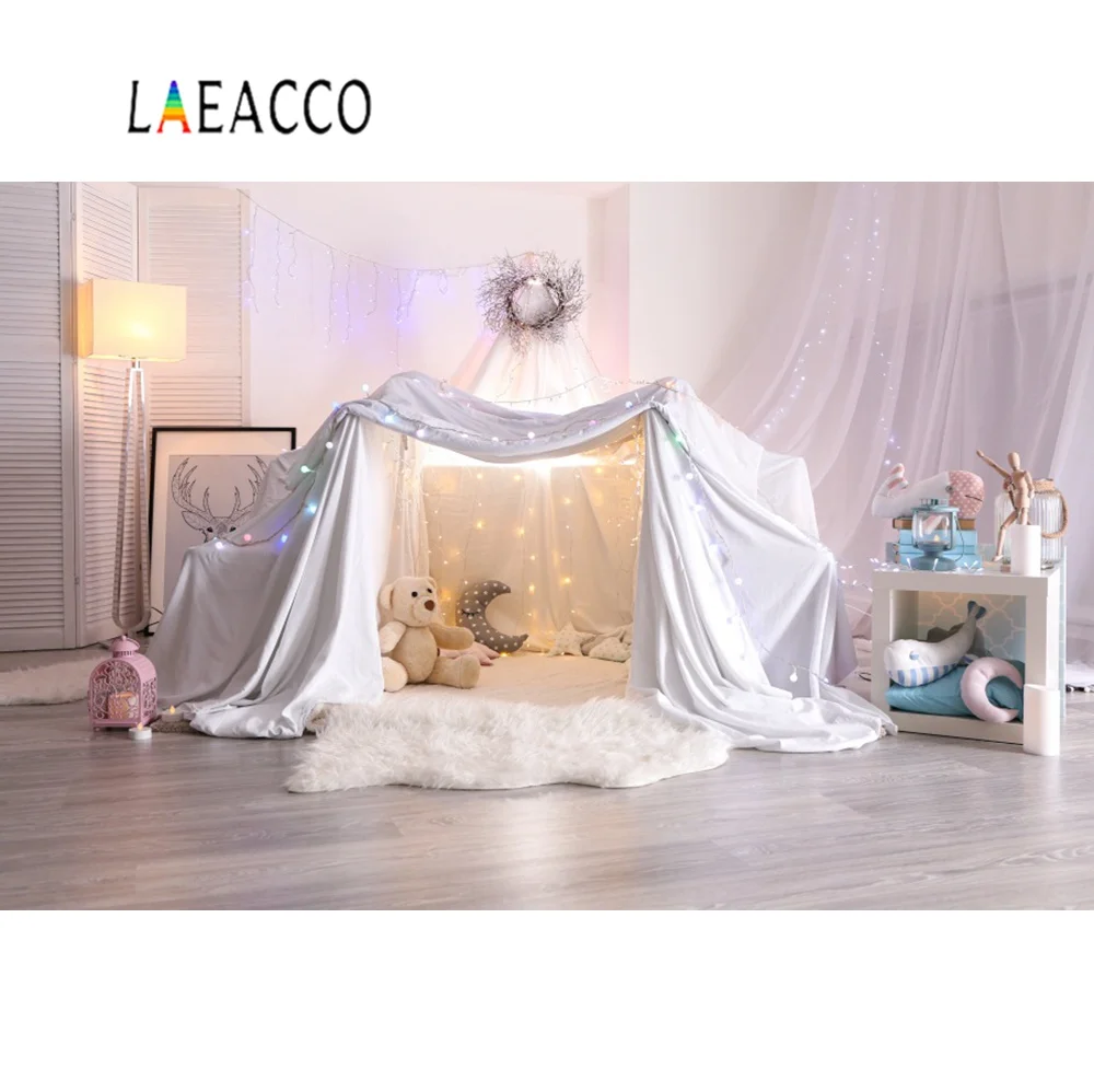 Laeacco палатка вигвам ребенок день рождения плюшевый медведь мультфильм кукла домашняя фотография Фон фотографический фон фотостудия