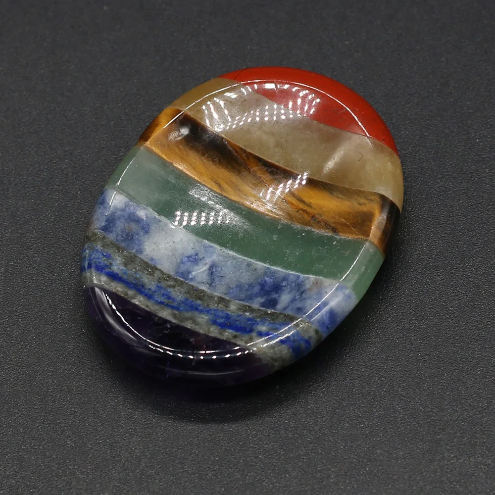 

Reiki Heal Seven Color Oval Cabochon Beads Energy Stone Bead for Jewelry Making DIY Handcrafted Necklace Gift for Women 35x45mm