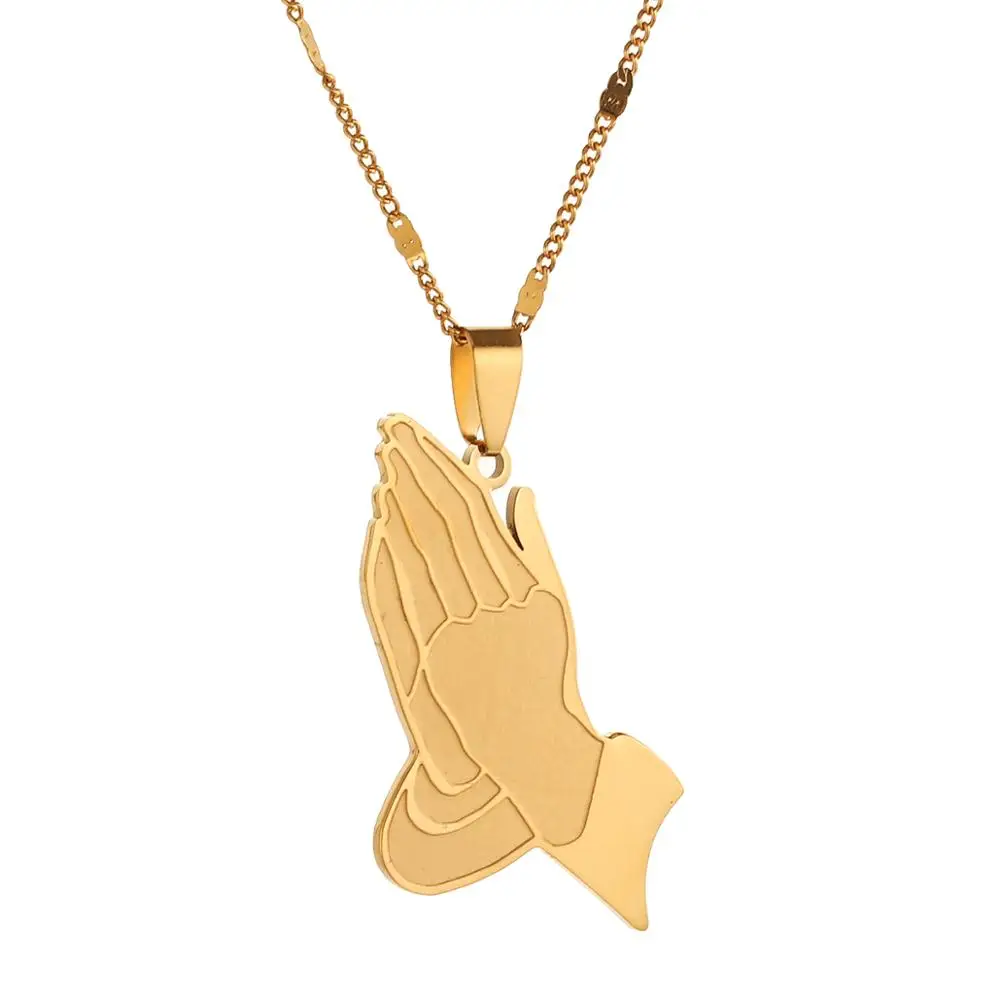 Молящиеся подвески в форме рук ожерелья Хип хоп цепь из нержавеющей стали руки