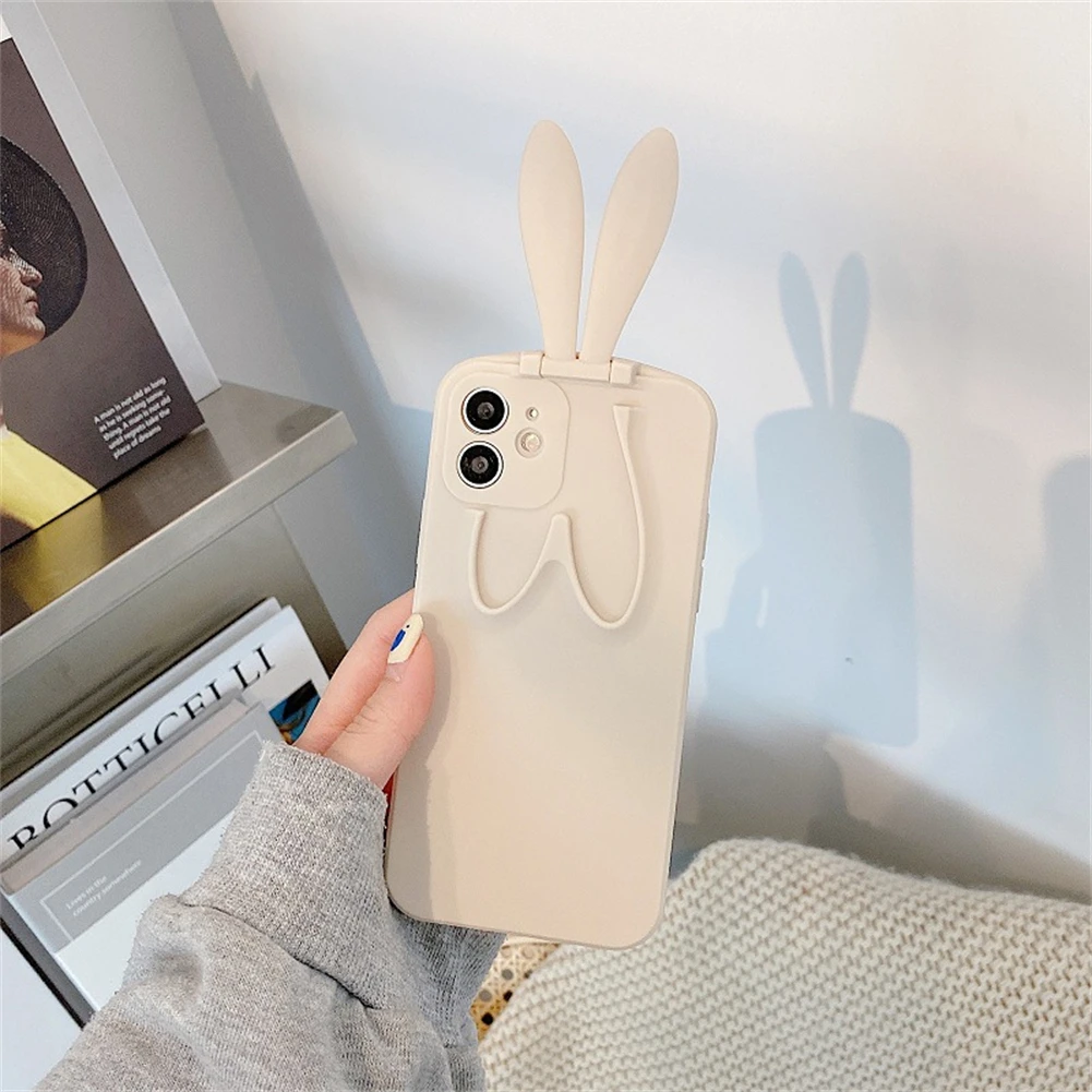 Simple Protective Sleeve for IPhone 13 Pro Promax Creative Cute Bunny Ear Mobile Phone Case with Holder | Мобильные телефоны и