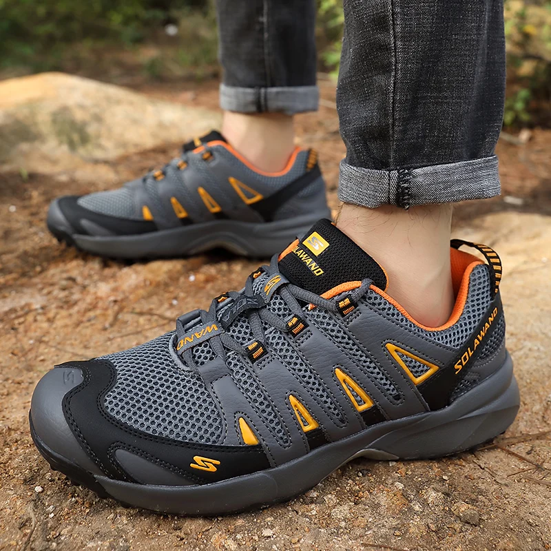 

Breathable Mesh Men Mountain Hiking Shoes Outdoor Non-slip Durable Trekking Climbing Shoes Male Hiker Hill Climbing Sneakers