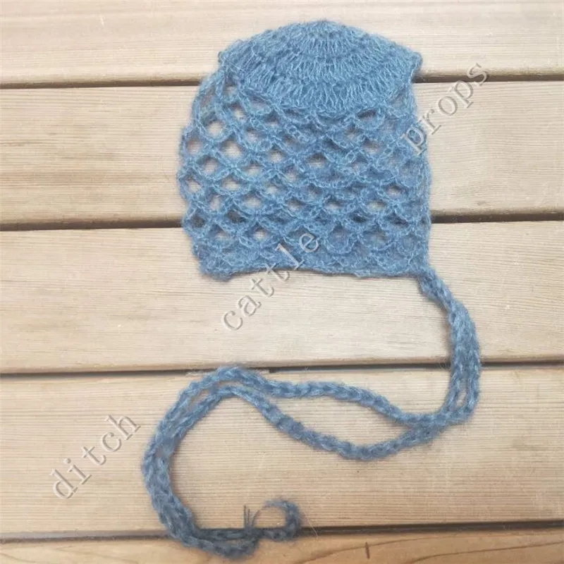 Accesorios de fotograf&iacute;a para reci&eacute;n nacido, gorro de Mohair tejido a mano, gorro de fondo para fotograf&iacute;a-3