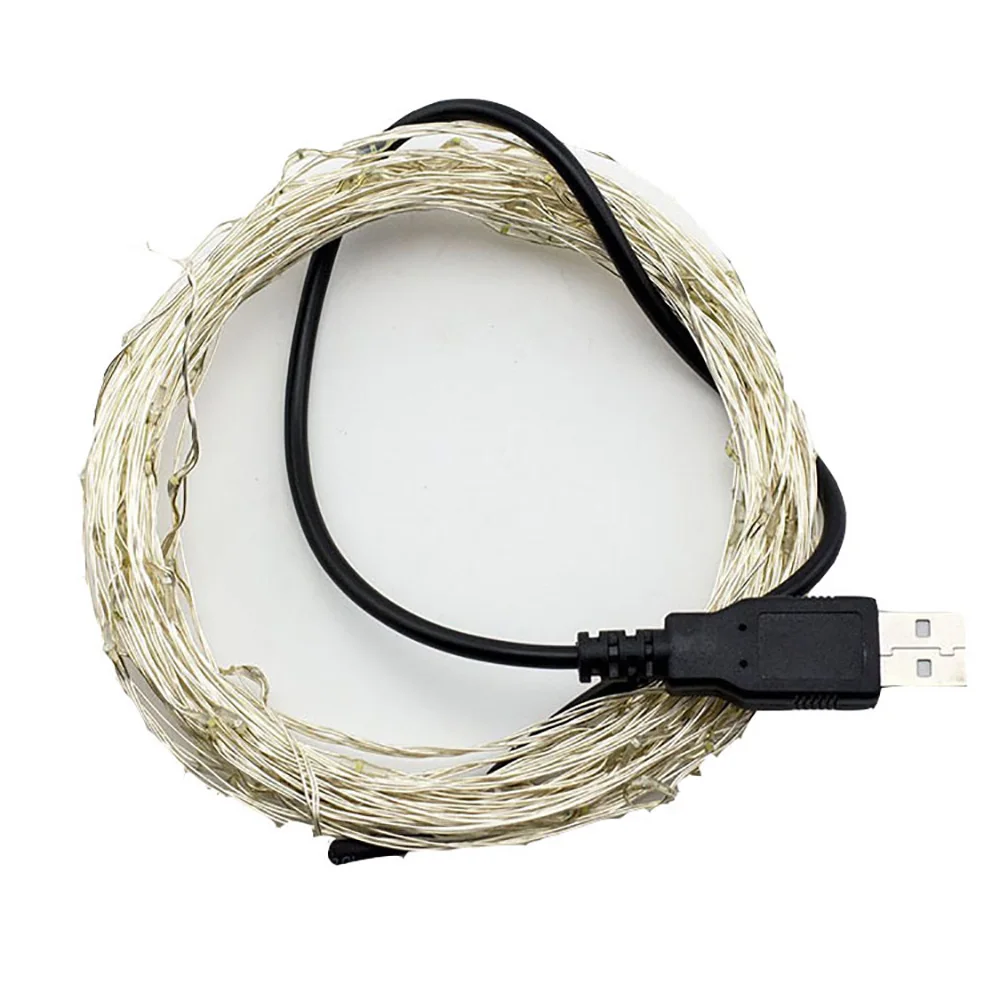 

10M Copper Silver Wire USB Battery Case LED String Lights Waterproof Holiday For Fairy Christmas Party Decoration