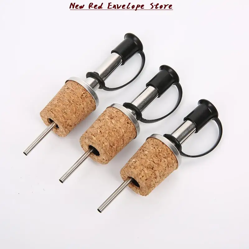 

New Wooden Bottle Stopper Stainless Steel Wine Oil Pourer Dispenser Wine Bottle Pour Spout Stopper for Champagne Red wine