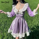 Женское винтажное кружевное платье InsDoit, черное ТРАПЕЦИЕВИДНОЕ ПЛАТЬЕ в готическом стиле, со шнуровкой, в стиле Харадзюку, для клувечерние, 2019