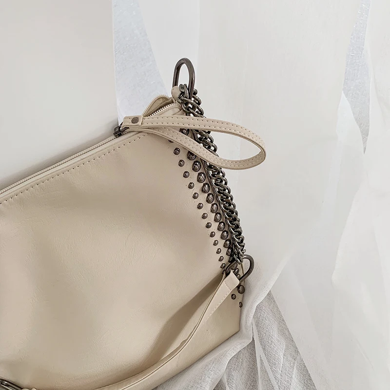 

Women Handbag Black Leather Handbags Woman Large Capacity Shoulder Bags Rivet Bag Fashion Big Shoulder Bag