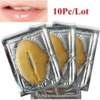 10pcs plump lip gold powder crystal collagen lip mask whitening moisturizing essence lip care anti wrinkle skin repair patch