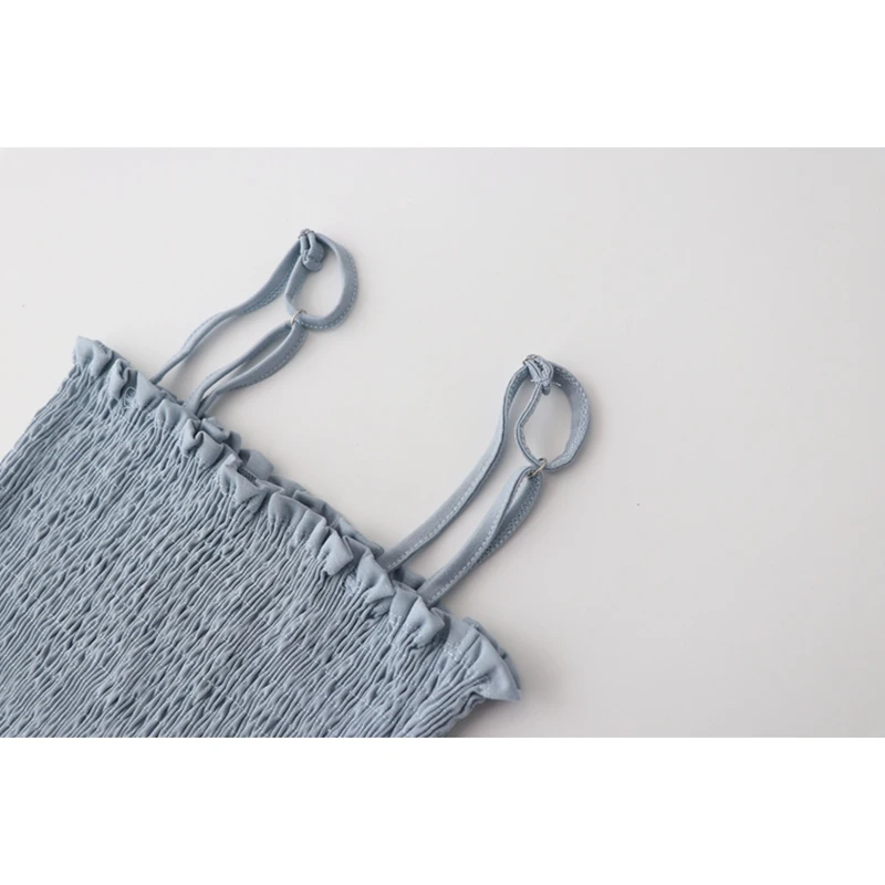 

2021 Summer New Sexy Solid Folds Spaghetti Strap Camisole Women Trendy Slim Wrapped Chest Vest Lady Bar Clubwear Party Tanks Top