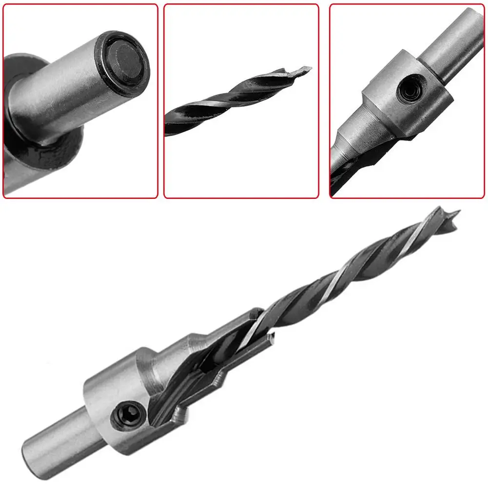 Latest 2Pcs/set 3 Steps Countersink Drill Bit Pilot Bits Set Screw Hinge Hole Saw Chamfer 4-6 5-7mm 8mm Shank | Инструменты