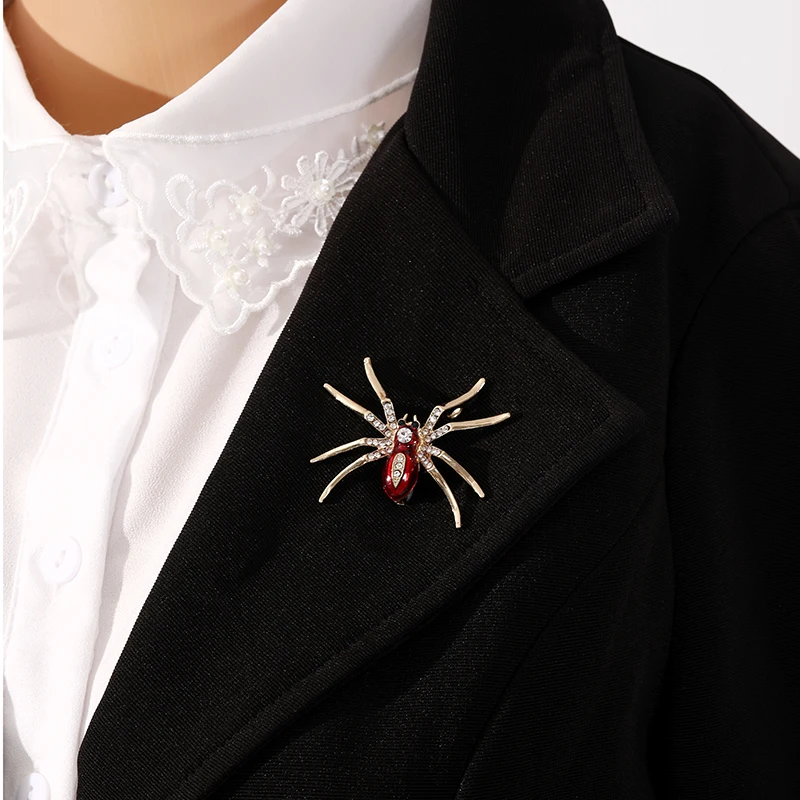 Красная булавка-паук со стразами насекомое модные женские украшения подарок на
