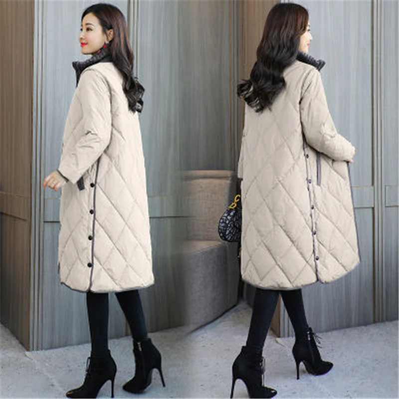 Женское хлопковое пальто средней длины новинка зимы 2019 свободное толстое выше