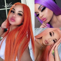 alifitov orange pink colored human hair wigs pre plucked ginger lace front wig platinum blonde straight lace front wig for women