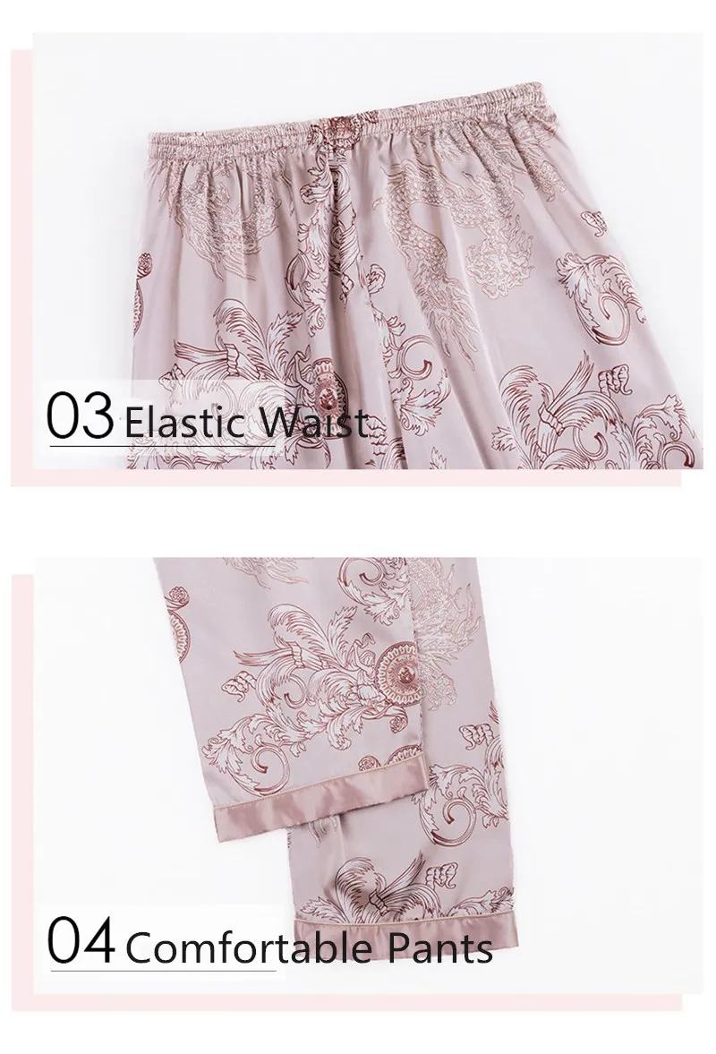 Men's Stain Sleepwear Sets Summer Silk Pajamas for Men Short Sleeve T-Shirt Trousers Homewear Blue Gray Black Nightwear for Men