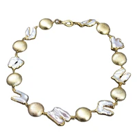 gg jewelry 18 freshwater keshi pearl 24 k yelllow gold plated necklace