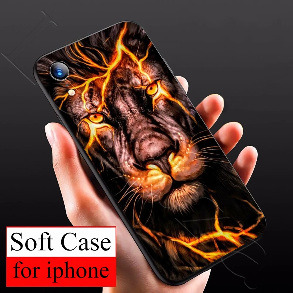 Мягкий ТПУ чехол Lavaza с изображением животного льва волка для iPhone 12 Mini 11 Pro XS Max XR X 8 7