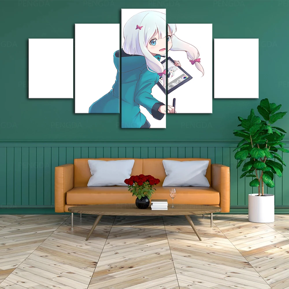 Домашнее украшение аниме для девочек Wall Art Холст Картина 5 Панель изображения HD