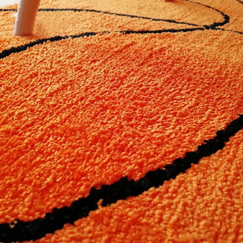 Shaggy Plush Rugs Cartoon Basketball Round Carpet for Living Room Students Dorm Computer Chair Anti-slip Floor Mat Bedroom Rug | Дом и сад