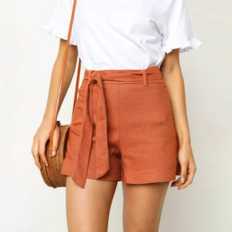 Женские летние пляжные шорты для отдыха повседневные с высокой талией улицы в