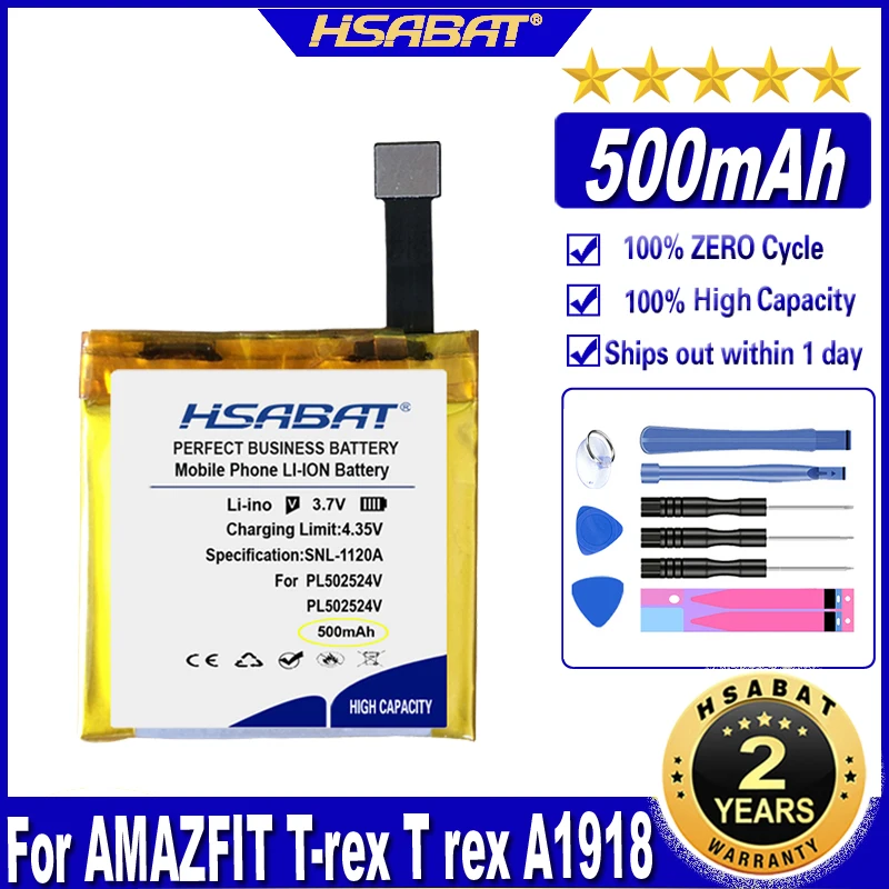 Аккумулятор HSABAT PL502524V 500 мА · ч для смарт-часов AMAZFIT T-rex A1918 | Мобильные телефоны и
