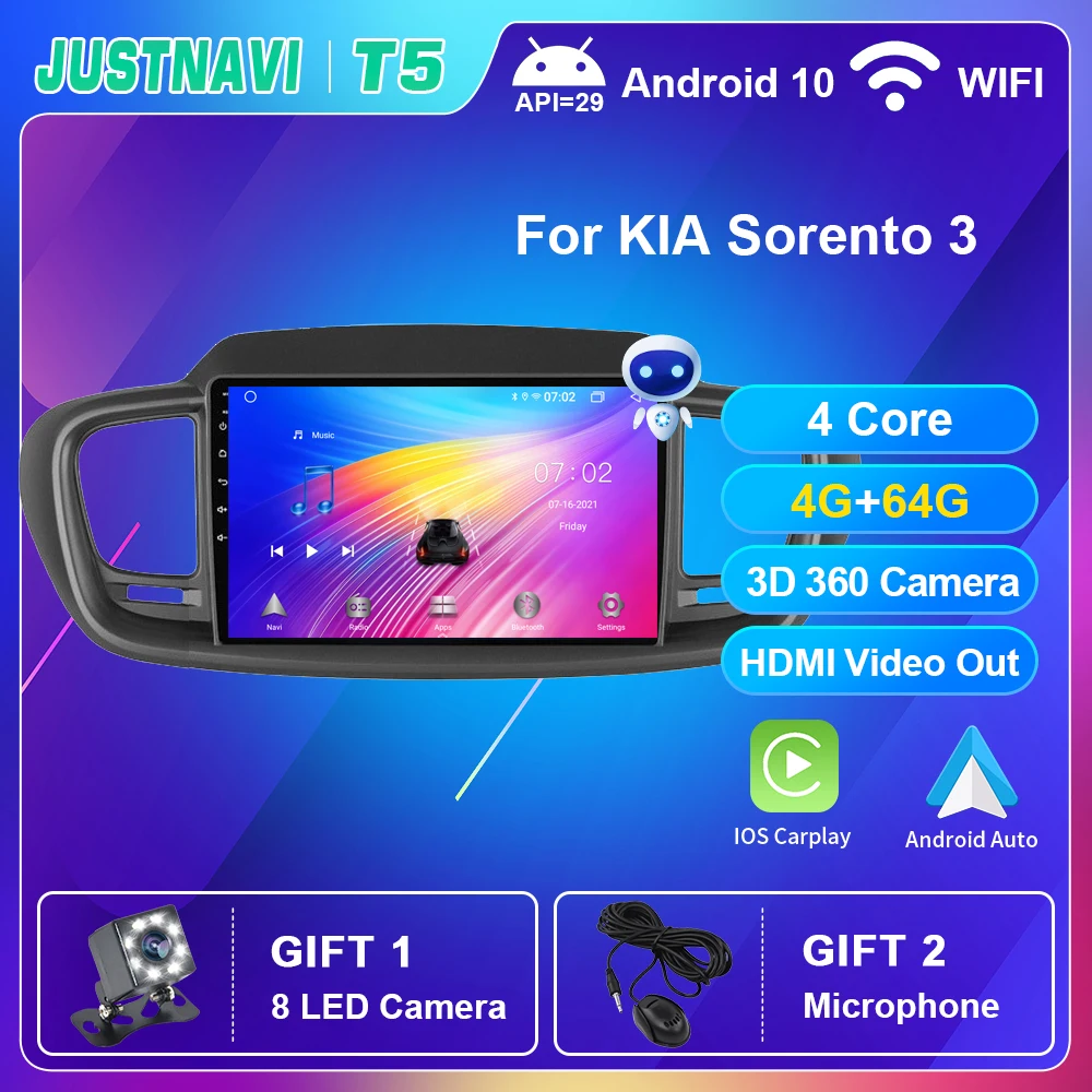 

10" 4G 64G Smart Car Radio Android 10.0 For KIA Sorento 3 2014-2018 Auto Navigation 4G WIFI GPS Multimedia Video Player No DVD
