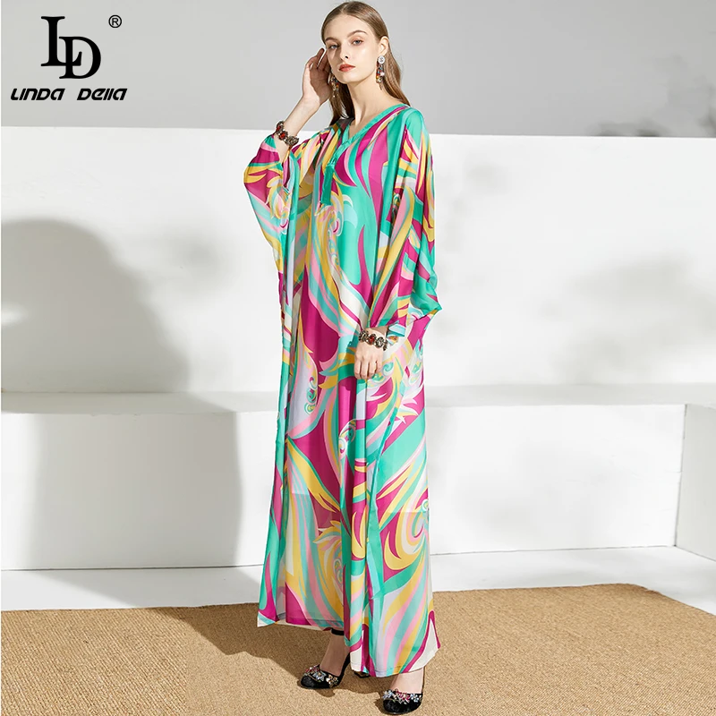 Женское свободное платье с геометрическим принтом LD LINDA DELLA 5XL размера плюс летнее