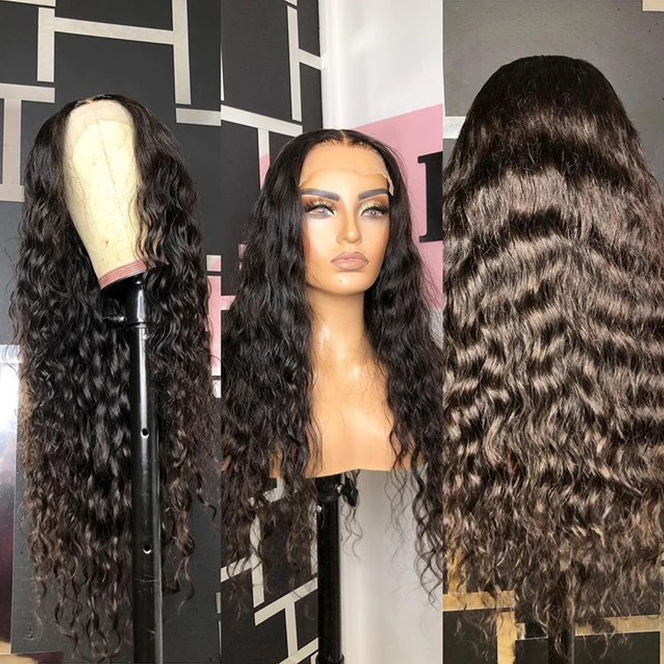 

Preplucked Curly 180% Density Black Deep Wave BrazilianRemy 13x6 Lace Front Human Hair Wig For Wome Babyhair Free Shipping Daily