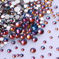 volcano blue red green flare non hotfix mix size flatback rhinestones silver base crystal strass for 3d nail art diy decor stone