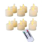 Реалистичные светодиодные чайсветильник Чи с пультом дистанционного управления, мерцающие беспламенные Свечи, 10 клавиш, работающие от батарейки, 12 шт.