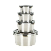 4pcsset stainless steel mixing bowls with airtight lids rerigerator fresh keeping container microwave heating lunch bento boxs