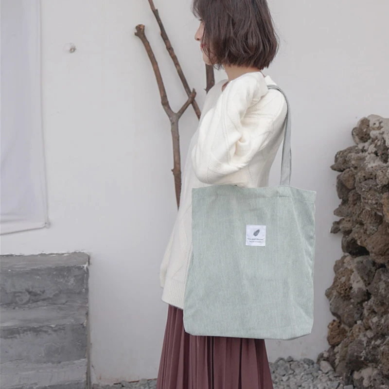 Женская Вельветовая сумка через плечо Повседневная Сумка-тоут складная