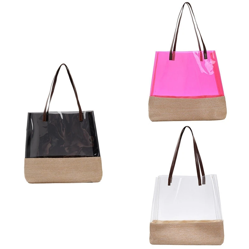 

Модные прозрачные соломенные пляжные сумки через плечо, дизайнерские желейные женские сумки, сумка для покупок