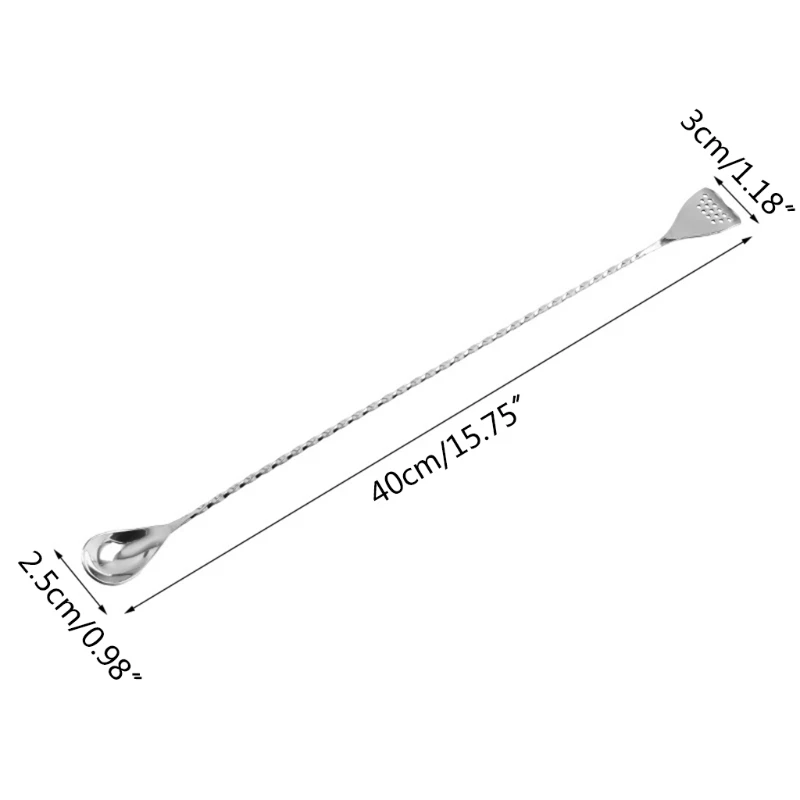 Stainless Steel Long Handle Bar Spoon with Strainer Tail End Double-Head Spiral Pattern Drinks Mixing Stirring Stick for Shaker | Дом и сад