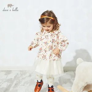 DBZ15251 dave bellaосенние модные комплекты одежды с цветочным принтом и бантом для маленьких девочек милые детские комплекты Детский комплект из 2 предметов