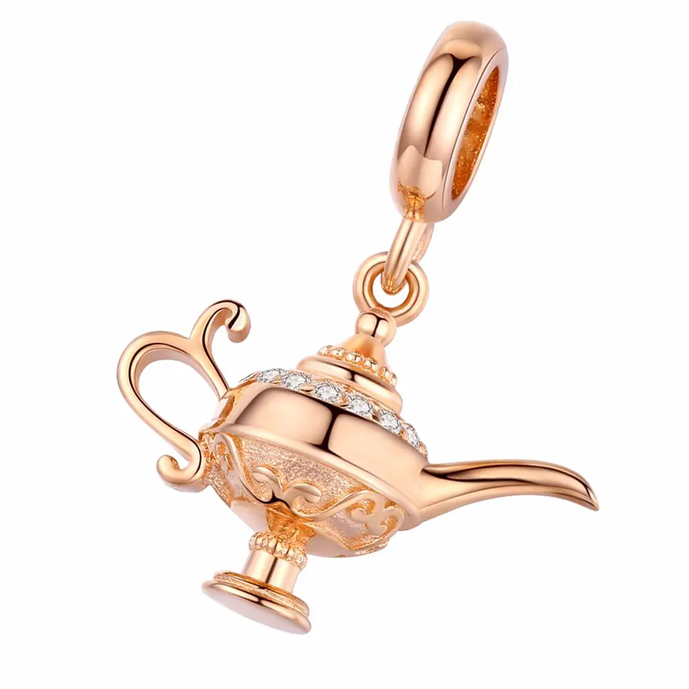 

925 original Rose gold charms Aladdin's lamp bead Pendants for bracelets Suitable for Women To Wear DIY Jewelry